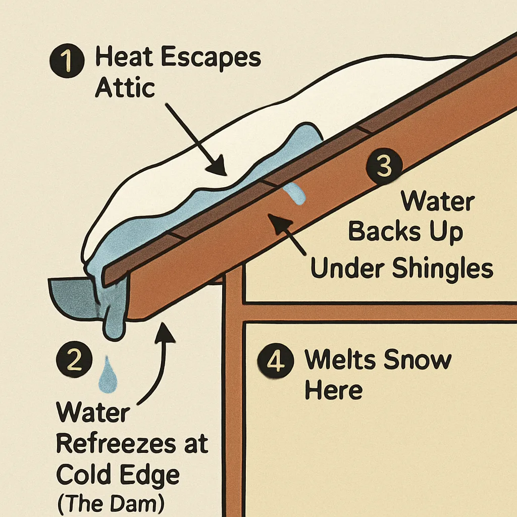 Signs an Ice Dam Is Causing a Roof damage